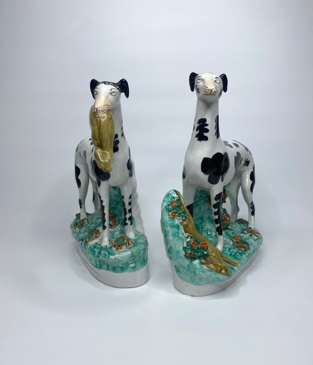 Staffordshire pottery Greyhounds, c. 1850. View III
