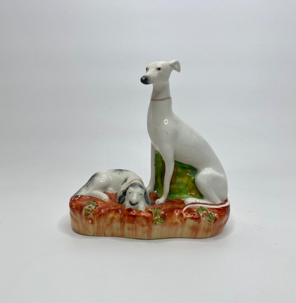 Staffordshire pottery Greyhound & Harrier, c. 1850.