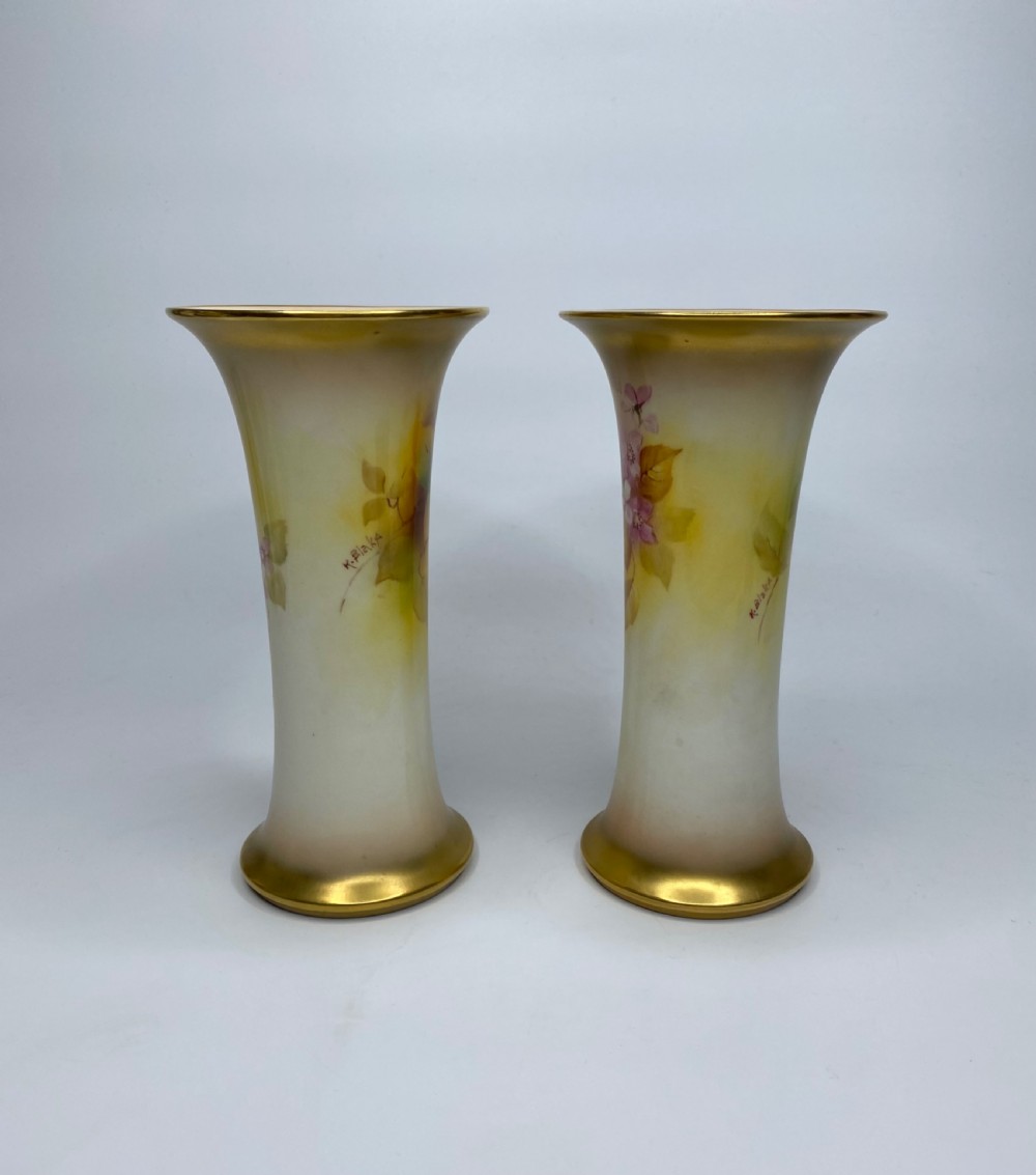 Pair Royal Worcester vases. Blackberries, Kitty Blake, d. 1936. View III