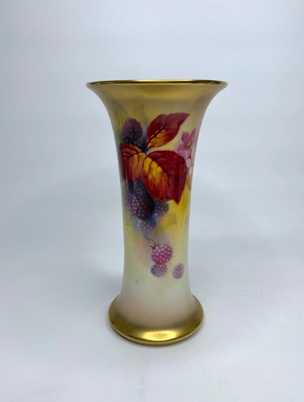 Pair Royal Worcester vases. Blackberries, Kitty Blake, d. 1936. View IV