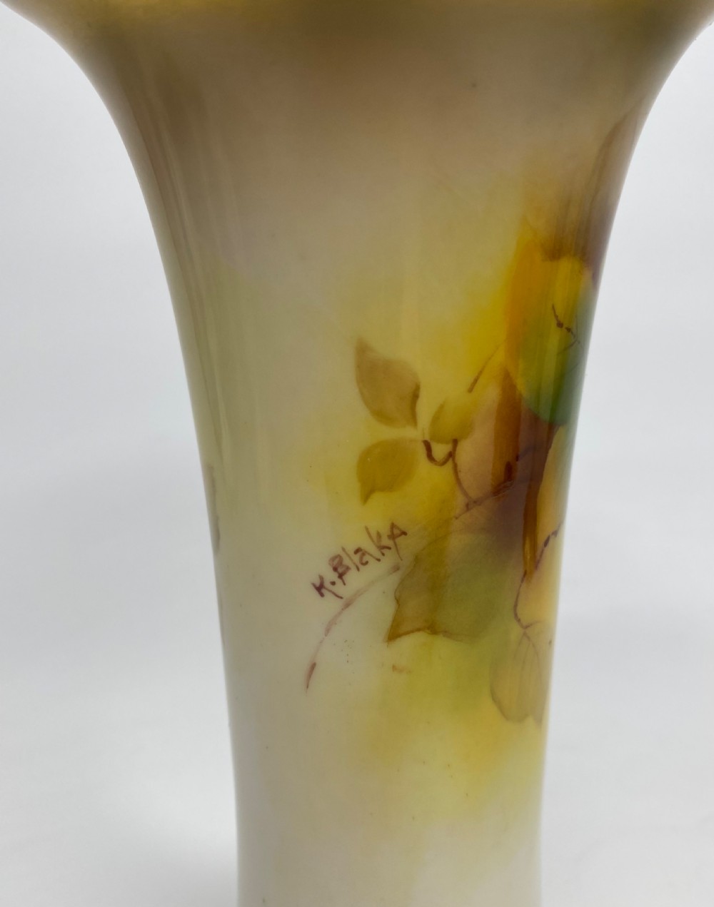 Pair Royal Worcester vases. Blackberries, Kitty Blake, d. 1936. View VII