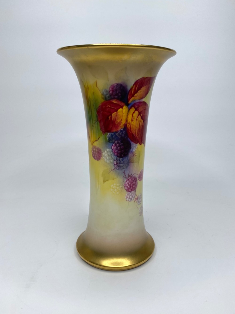 Pair Royal Worcester vases. Blackberries, Kitty Blake, d. 1936. View VIII