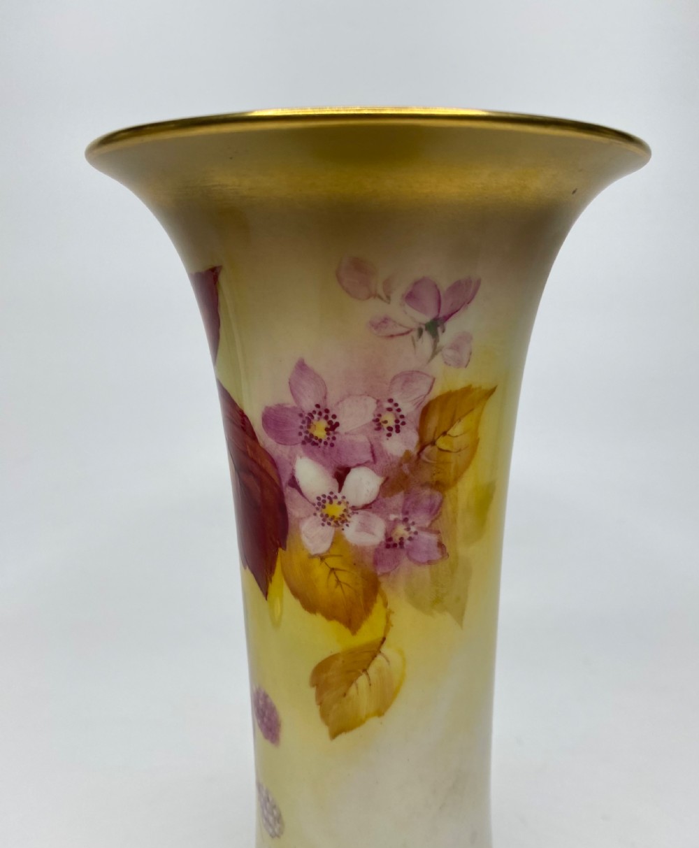 Pair Royal Worcester vases. Blackberries, Kitty Blake, d. 1936. View X