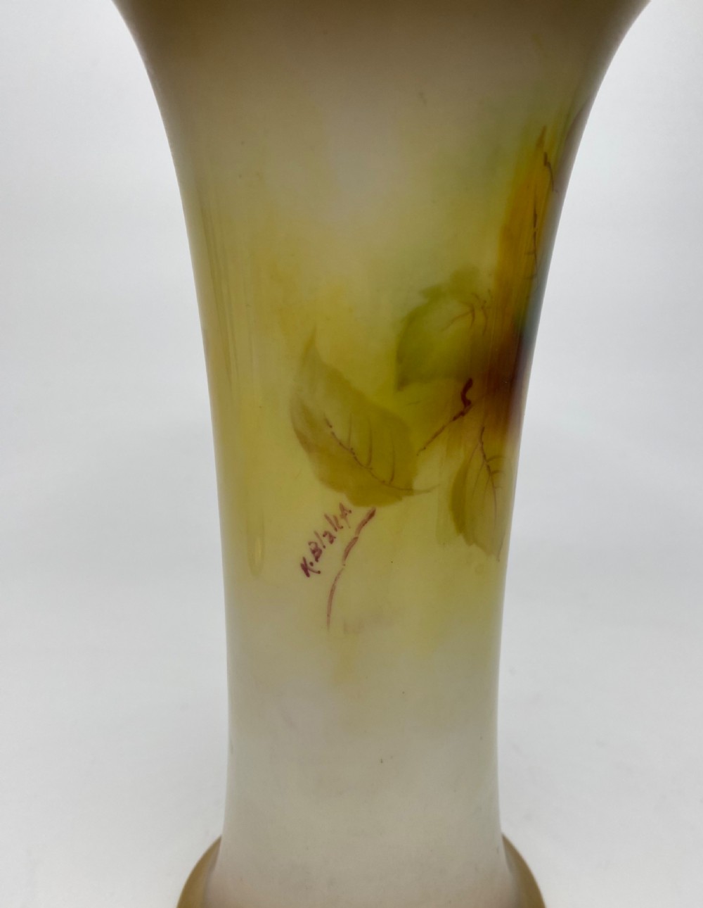 Pair Royal Worcester vases. Blackberries, Kitty Blake, d. 1936. View XI