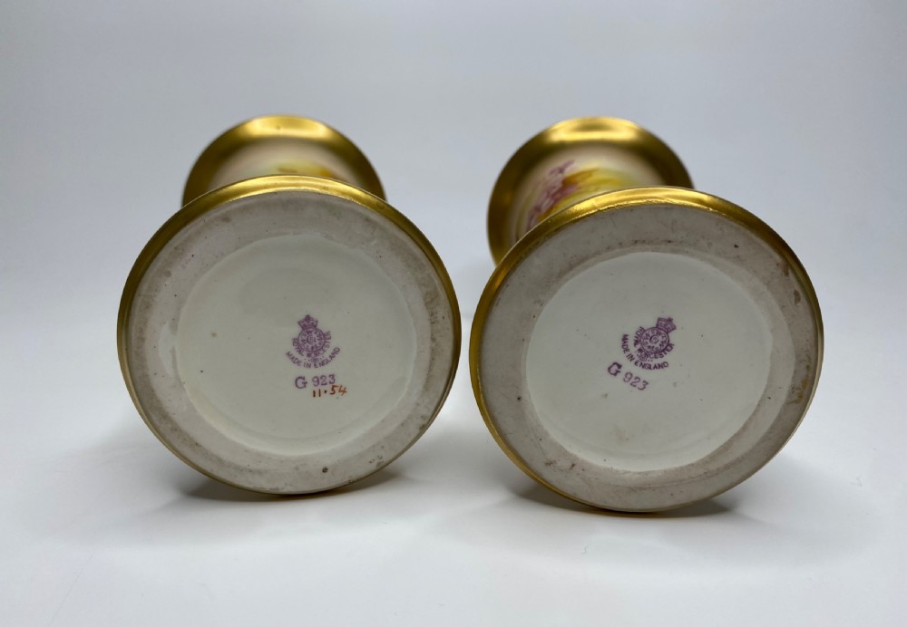 Pair Royal Worcester vases. Blackberries, Kitty Blake, d. 1936. View XII