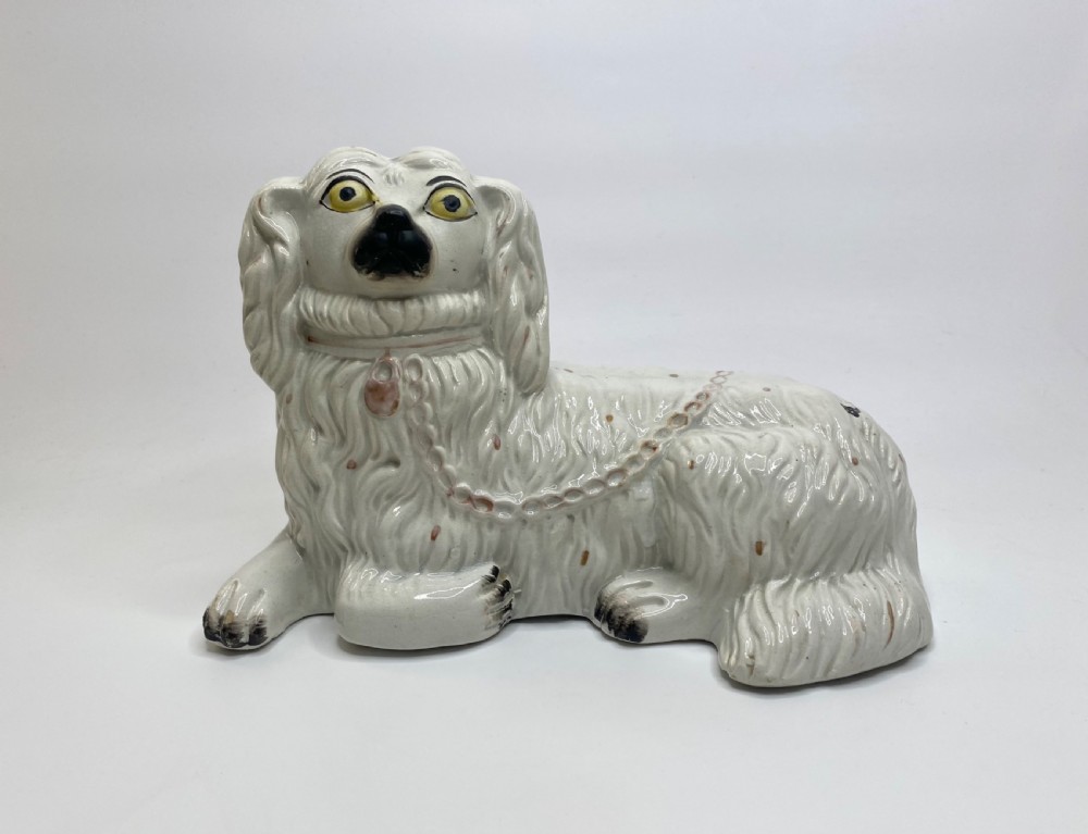 Rare pair of Staffordshire Spaniels, c. 1850. View VI
