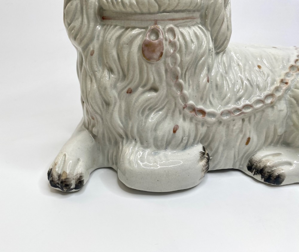 Rare pair of Staffordshire Spaniels, c. 1850. View X