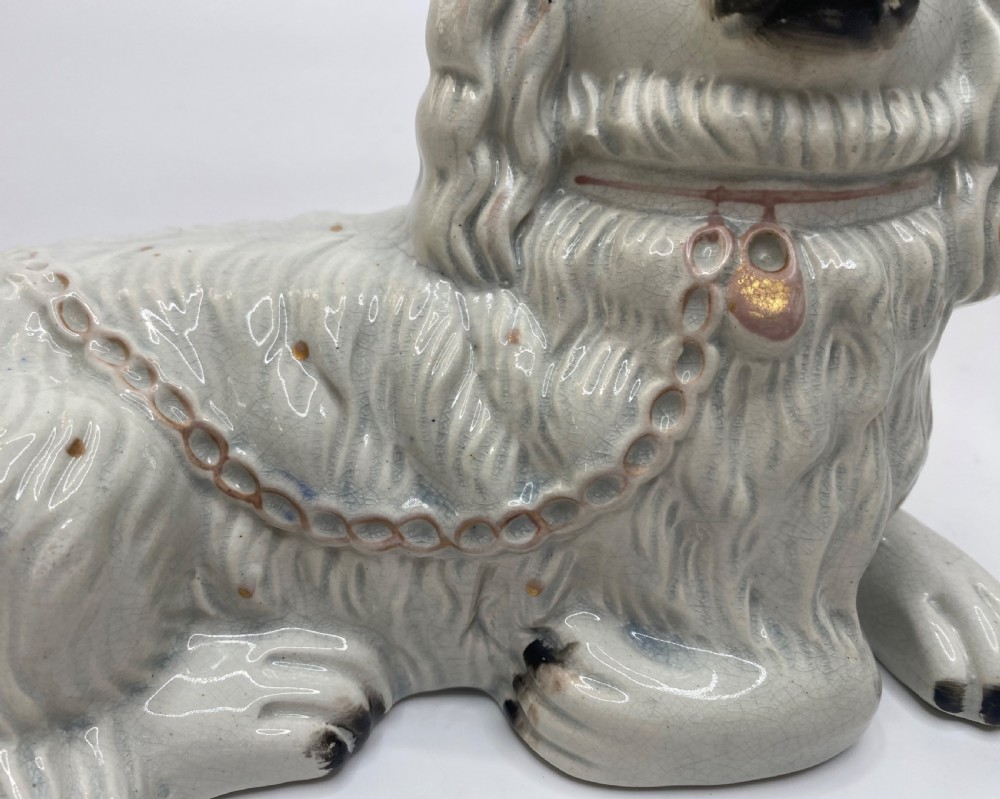 Rare pair of Staffordshire Spaniels, c. 1850. View XIII