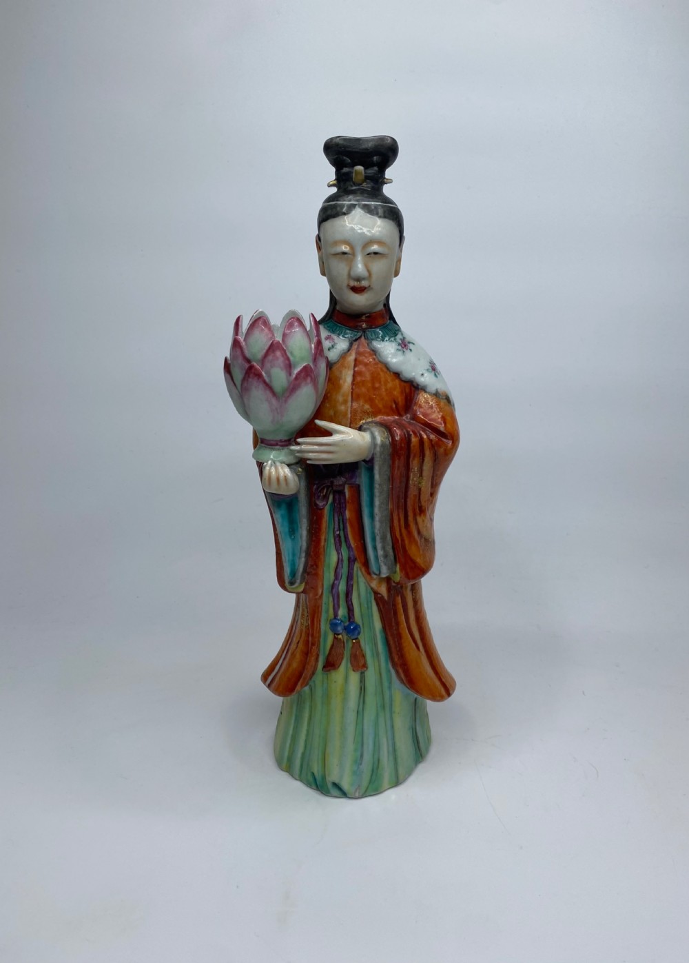 Pair Chinese porcelain candlesticks, c. 1760. Qianlong Period. View IV