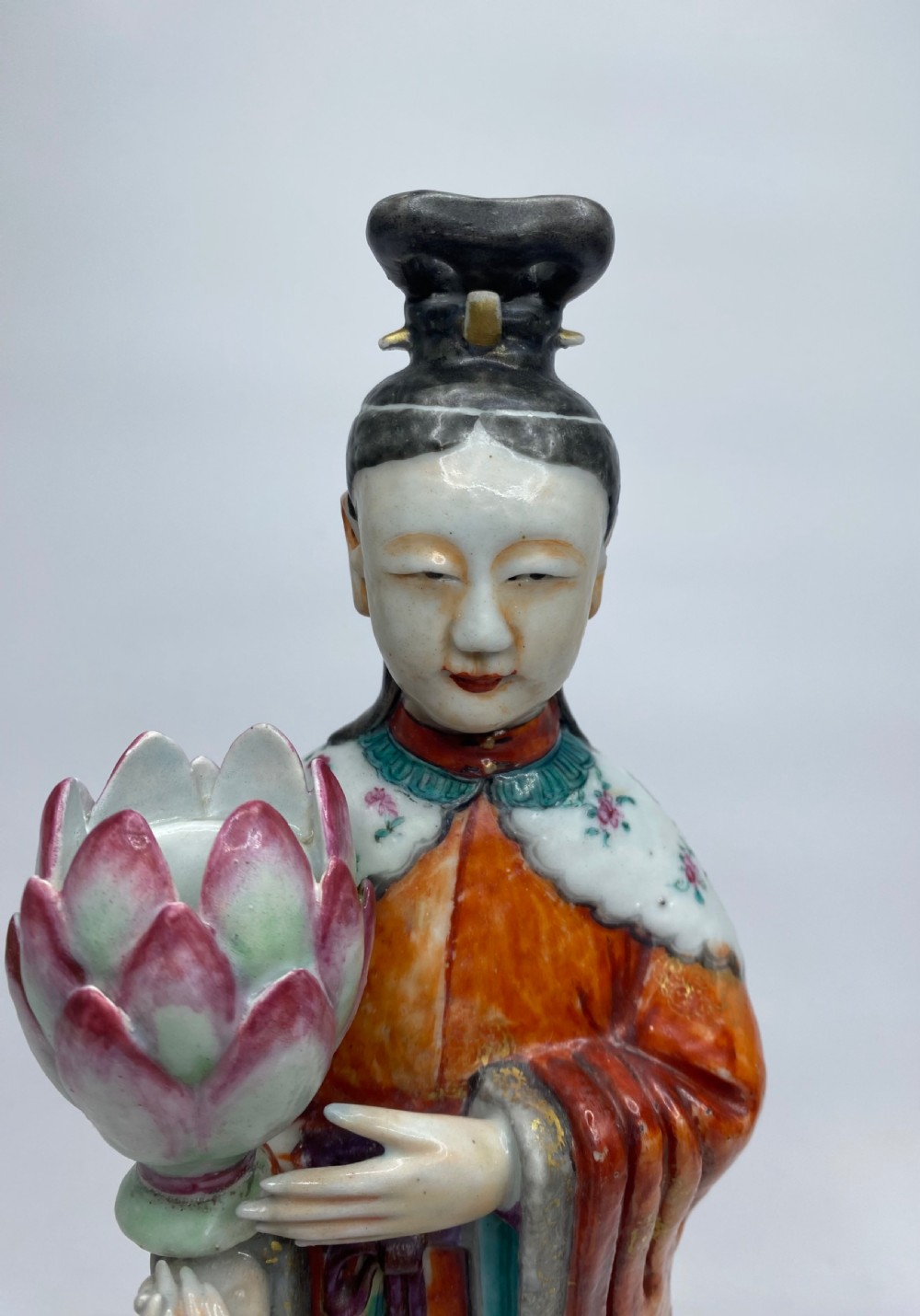 Pair Chinese porcelain candlesticks, c. 1760. Qianlong Period. View V