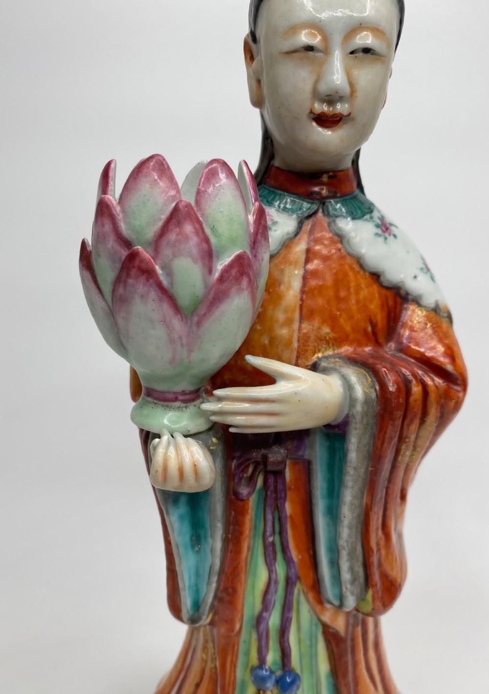 Pair Chinese porcelain candlesticks, c. 1760. Qianlong Period. View VI