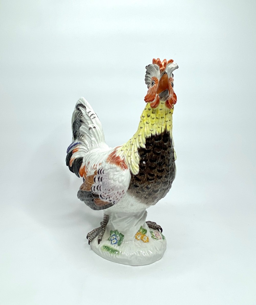 Pair Meissen porcelain covered and hen, c. 1920. View IV