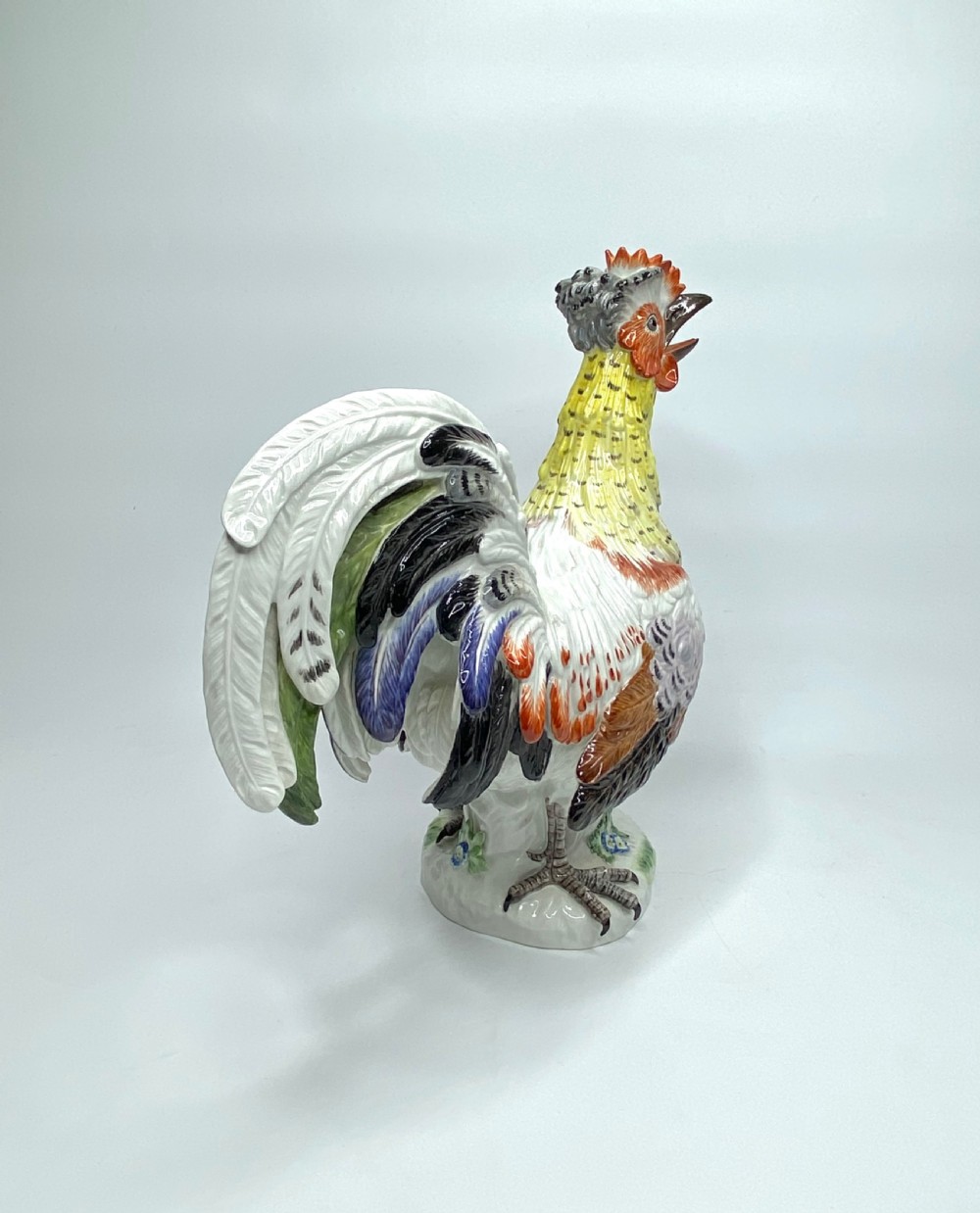 Pair Meissen porcelain covered and hen, c. 1920. View V