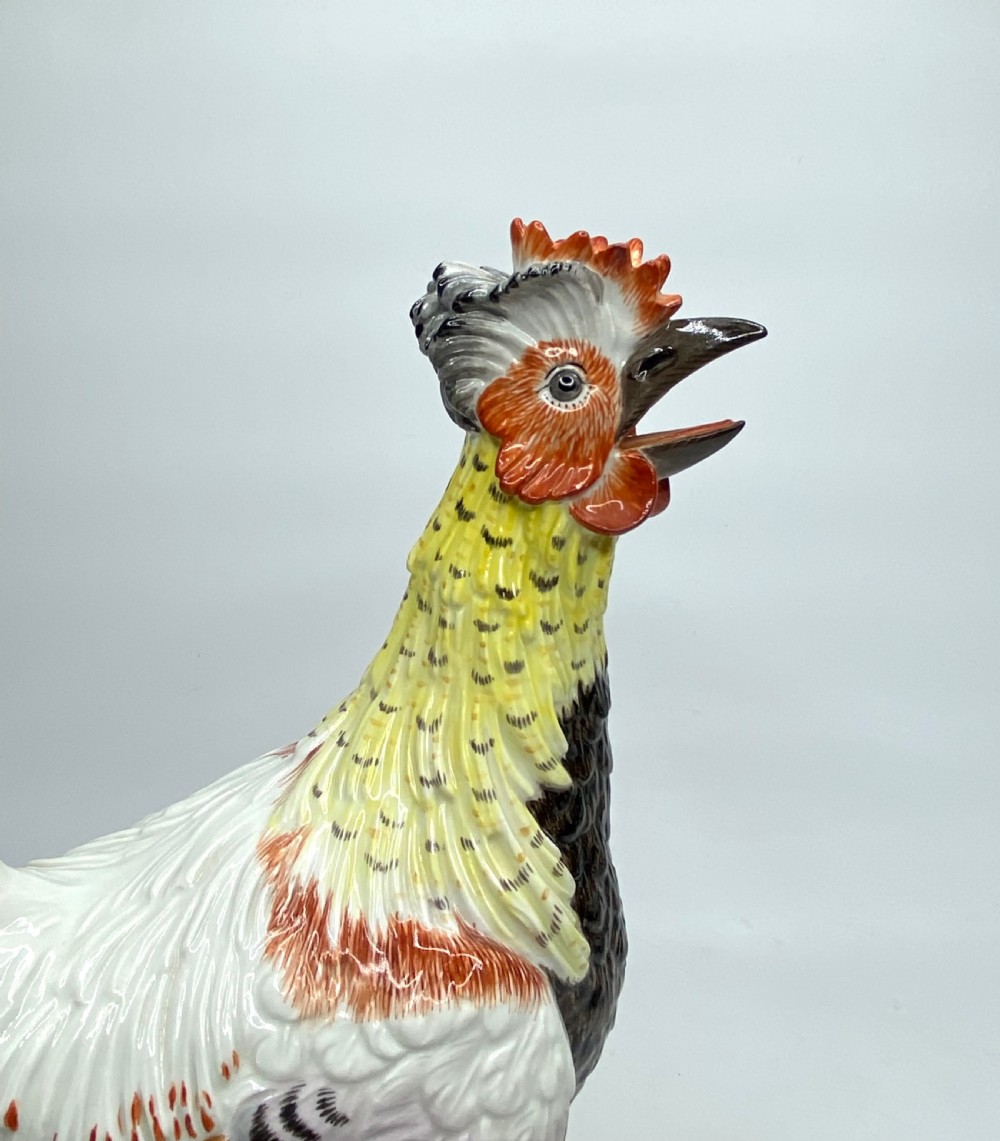 Pair Meissen porcelain covered and hen, c. 1920. View VI