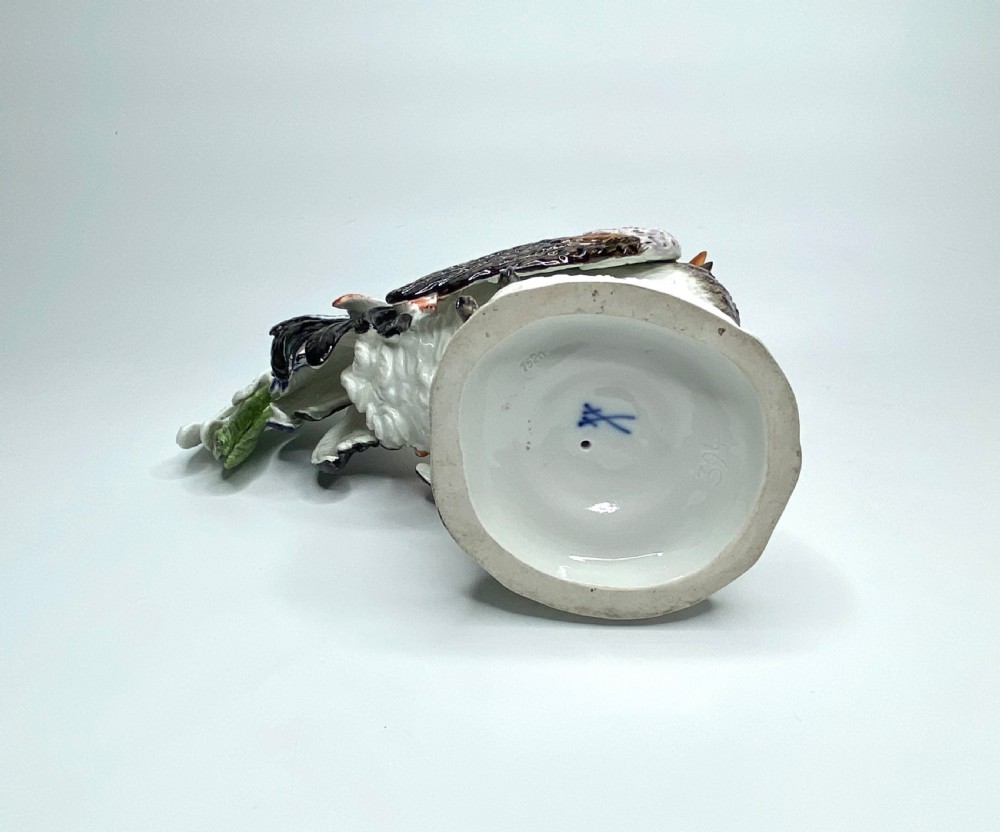 Pair Meissen porcelain covered and hen, c. 1920. View VII
