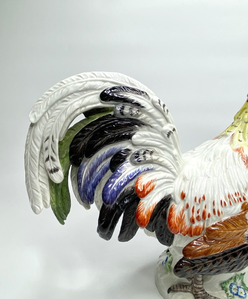 Pair Meissen porcelain covered and hen, c. 1920. View VIII