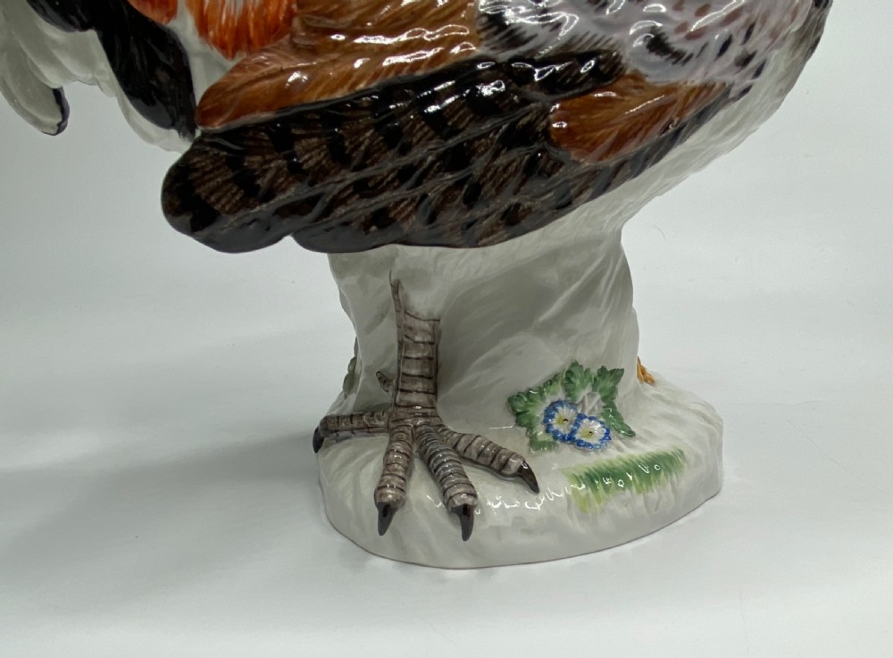 Pair Meissen porcelain covered and hen, c. 1920. View IX