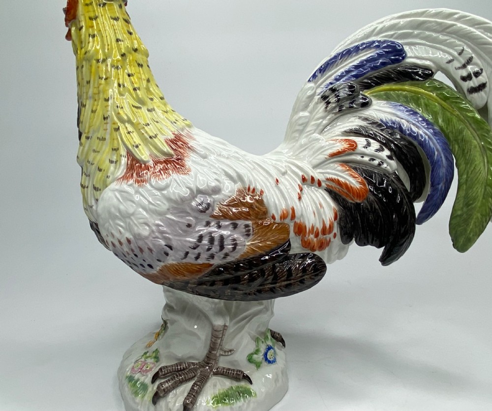 Pair Meissen porcelain covered and hen, c. 1920. View XI