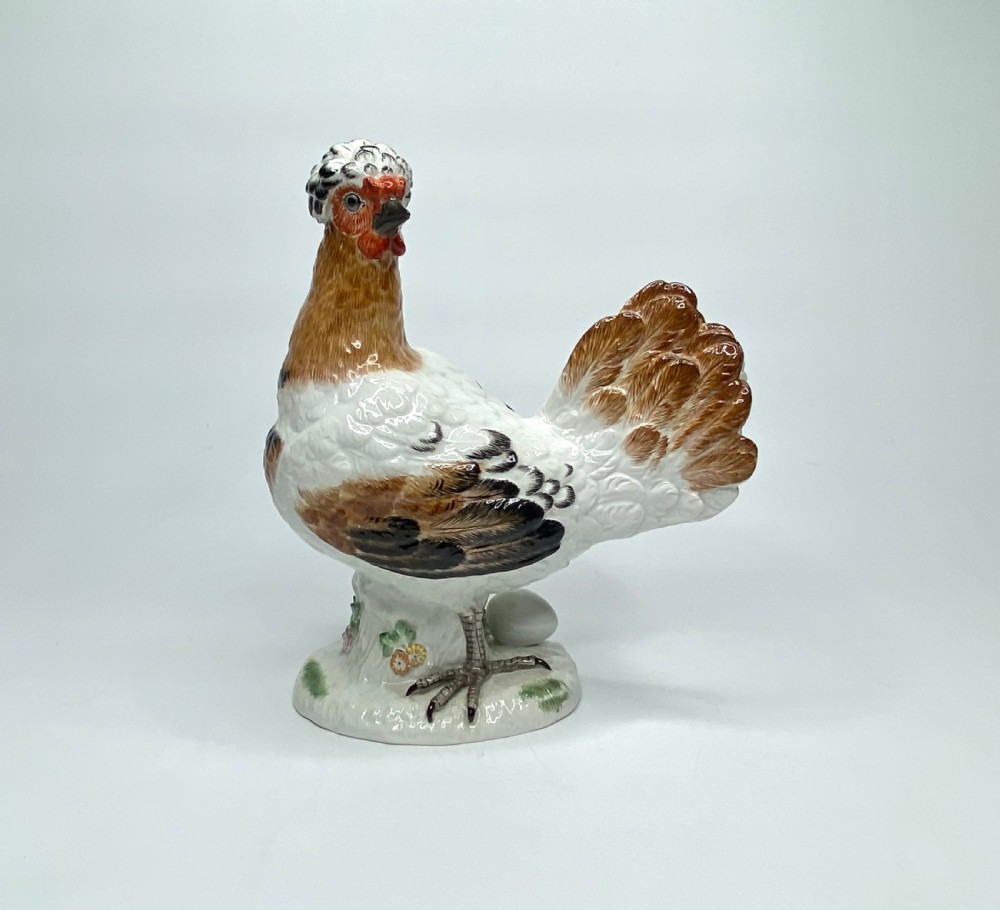 Pair Meissen porcelain covered and hen, c. 1920. View XII