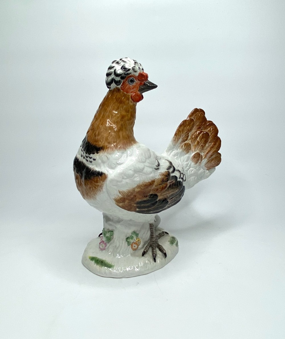Pair Meissen porcelain covered and hen, c. 1920. View XIII