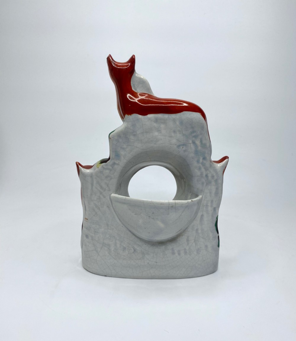 Staffordshire pottery Foxes watch holder, c. 1860. View III