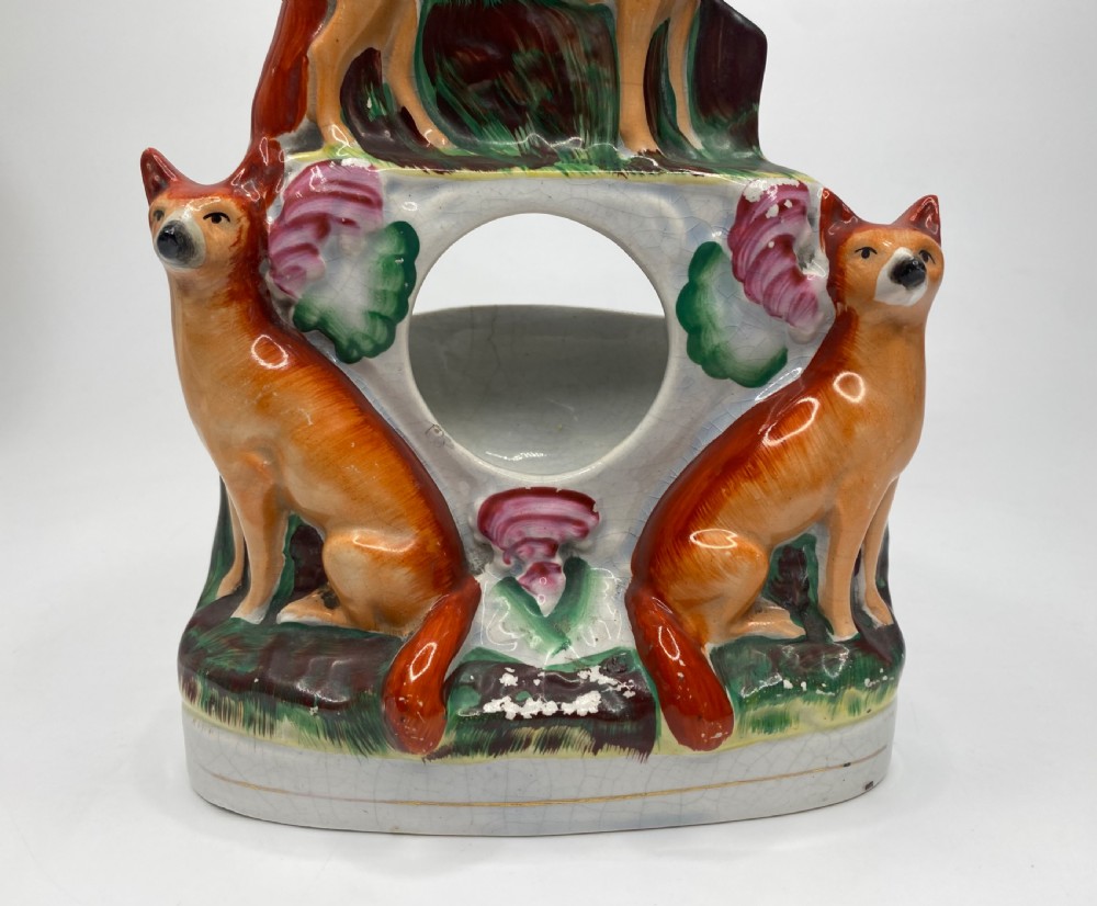 Staffordshire pottery Foxes watch holder, c. 1860. View VI