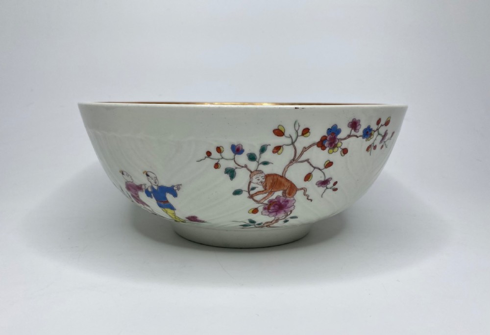 Worcester porcelain ‘Monkey in a tree’ pattern bowl, c. 1770.