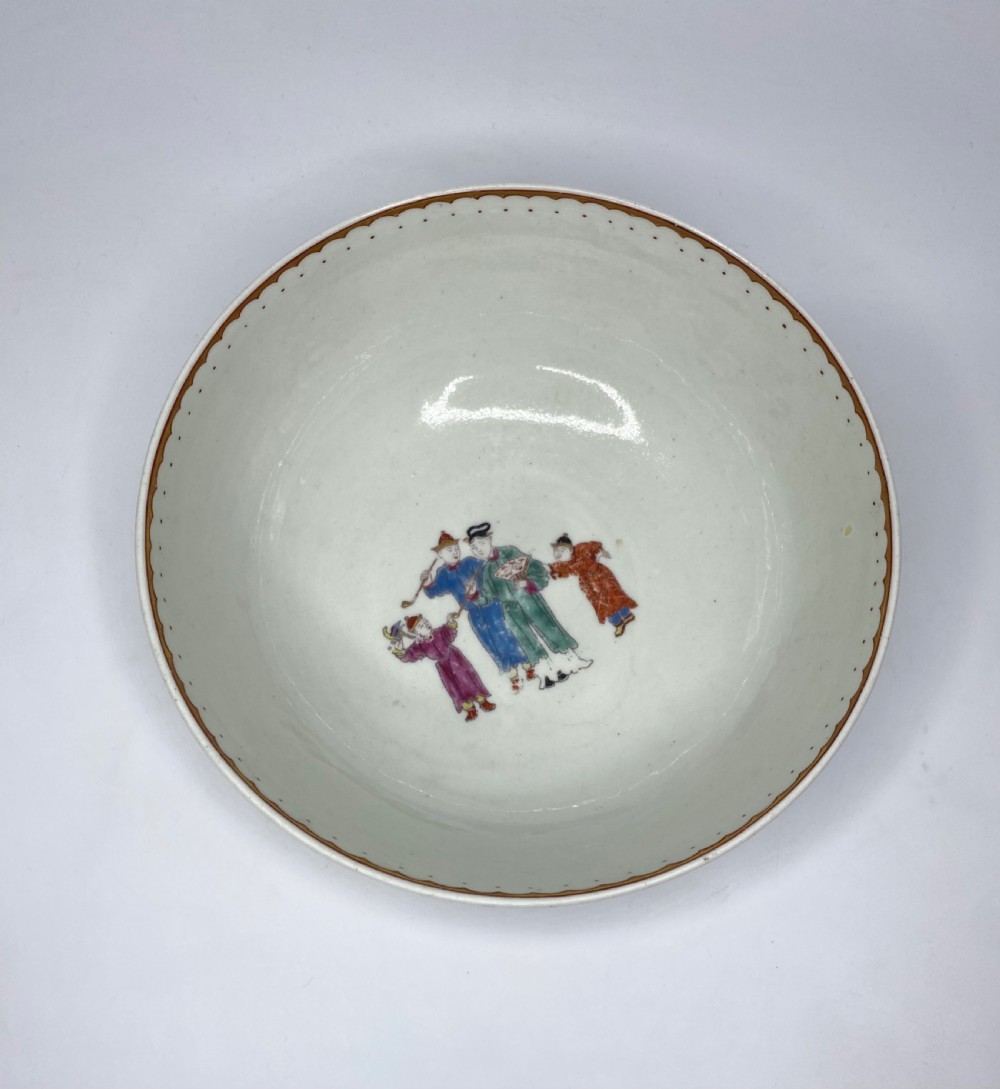 Worcester porcelain ‘Monkey in a tree’ pattern bowl, c. 1770. View V