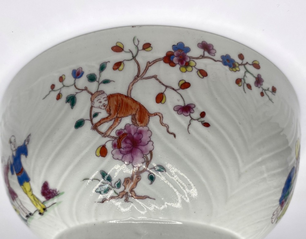 Worcester porcelain ‘Monkey in a tree’ pattern bowl, c. 1770. View VII
