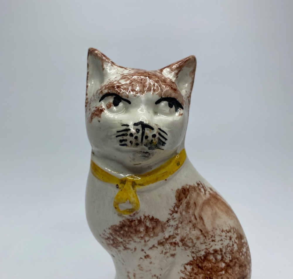 Staffordshire pottery seated cat, c. 1870. View V