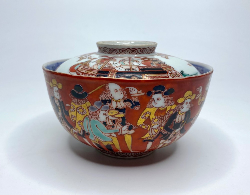 Imari ‘Black Ship’ bowl & cover, Meiji Period. View III