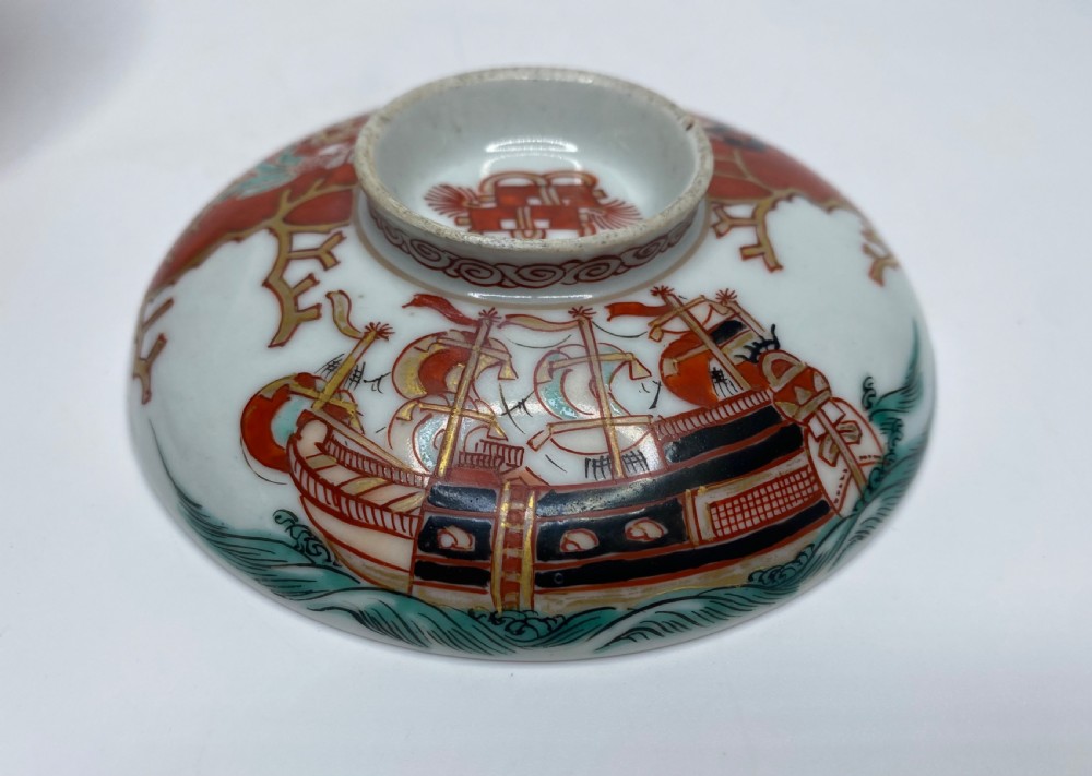 Imari ‘Black Ship’ bowl & cover, Meiji Period. View XI