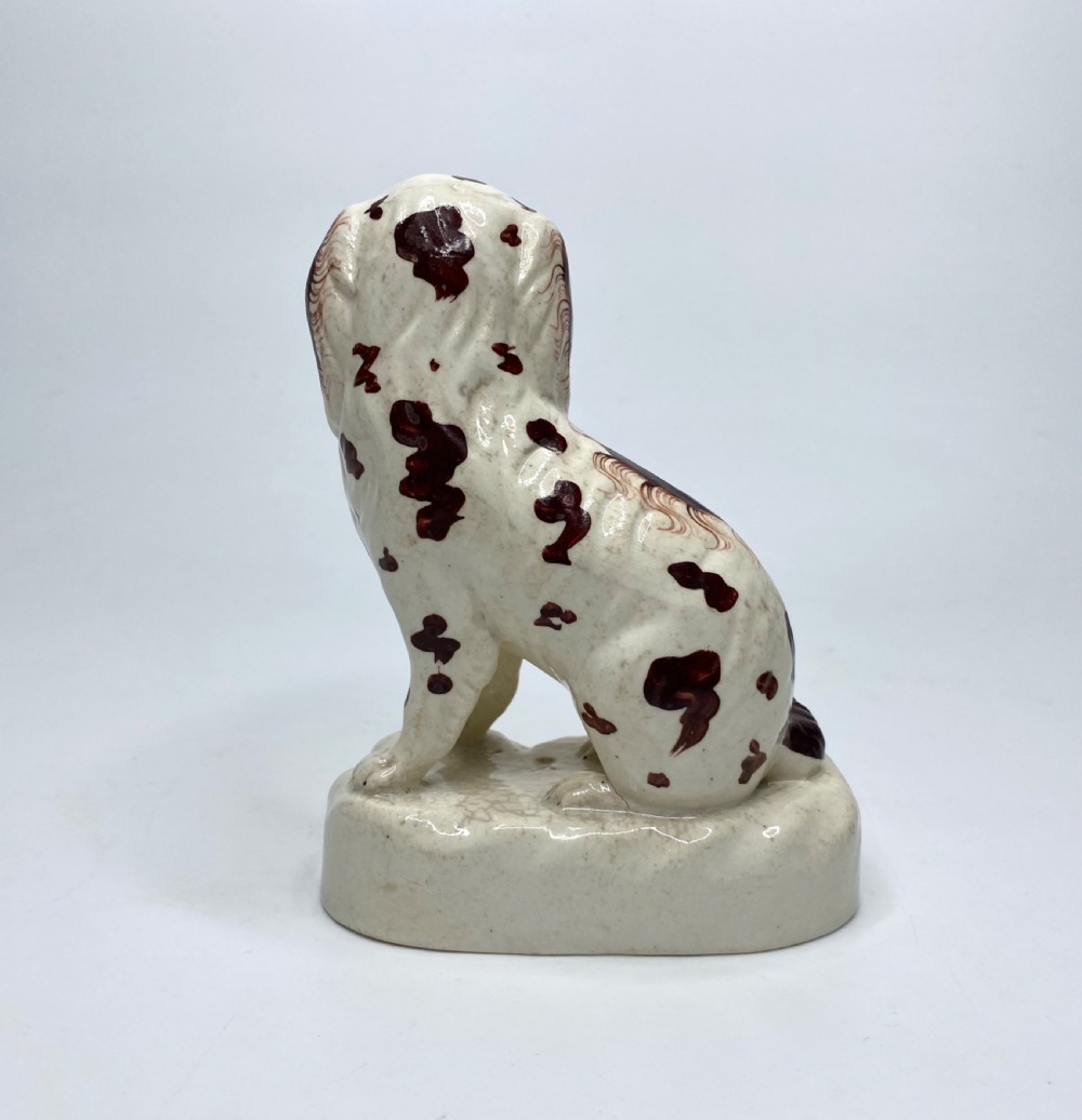 Pair Staffordshire pottery Spaniels, c. 1840. View IV