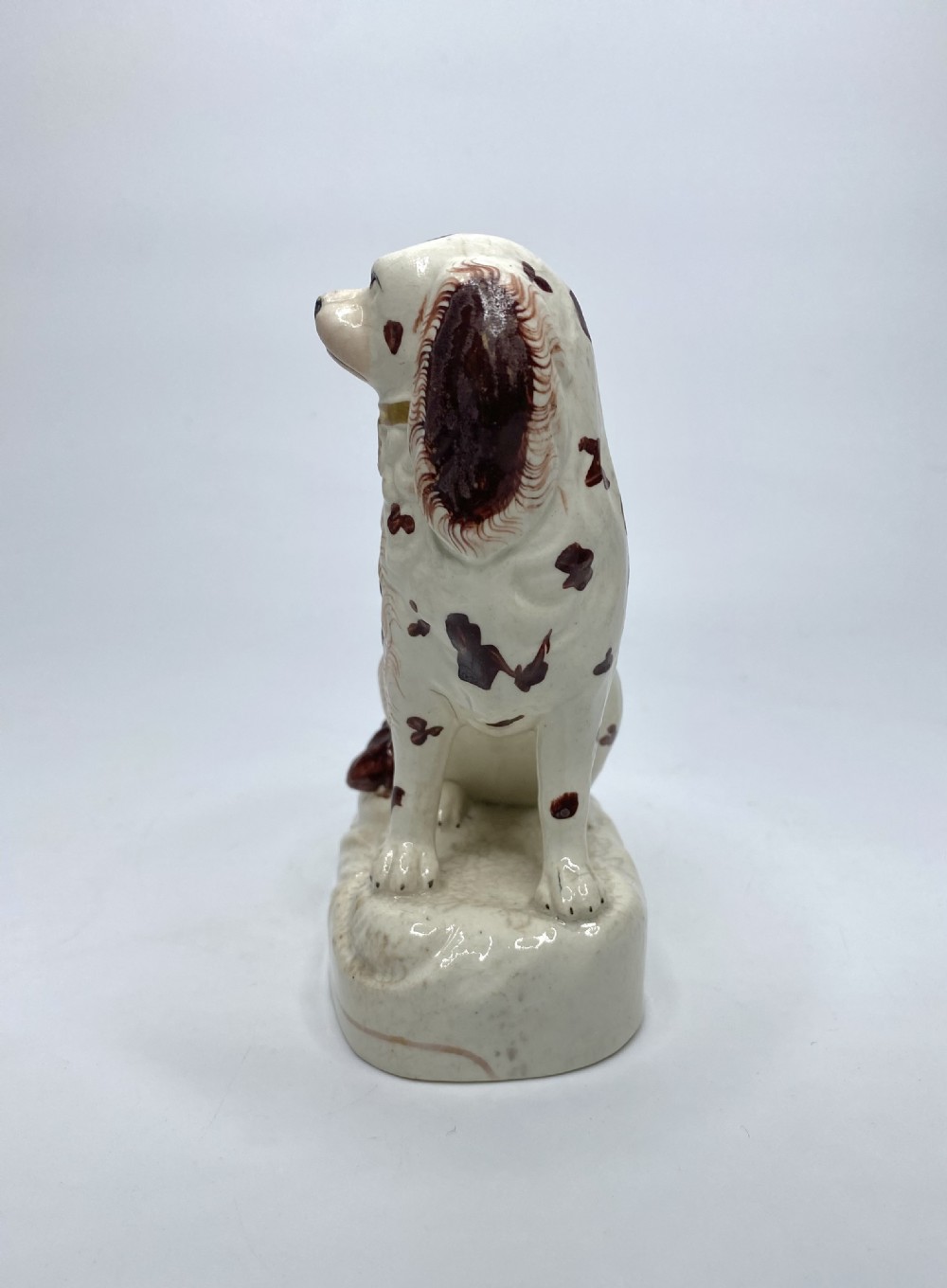 Pair Staffordshire pottery Spaniels, c. 1840. View V
