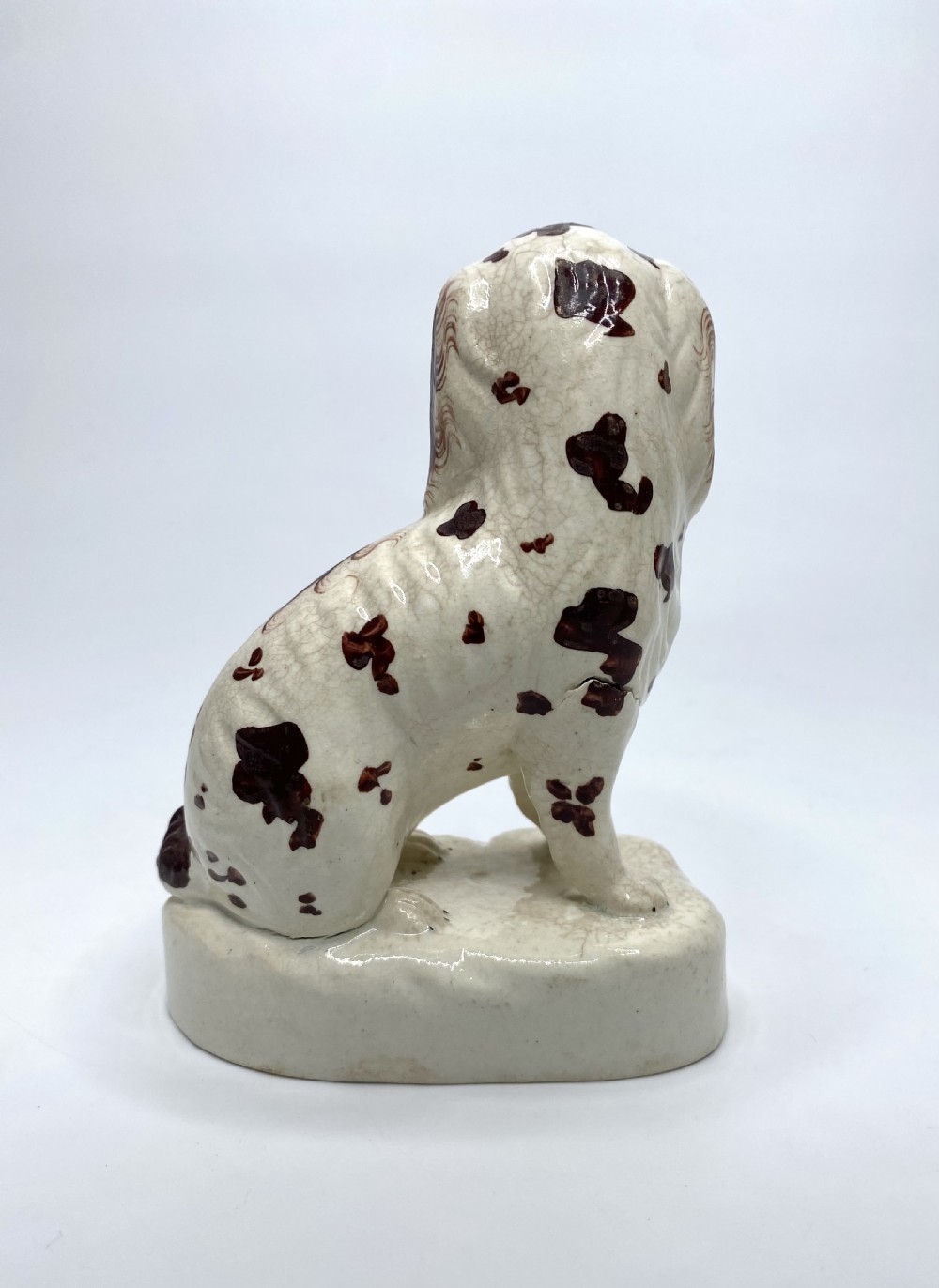 Pair Staffordshire pottery Spaniels, c. 1840. View VII