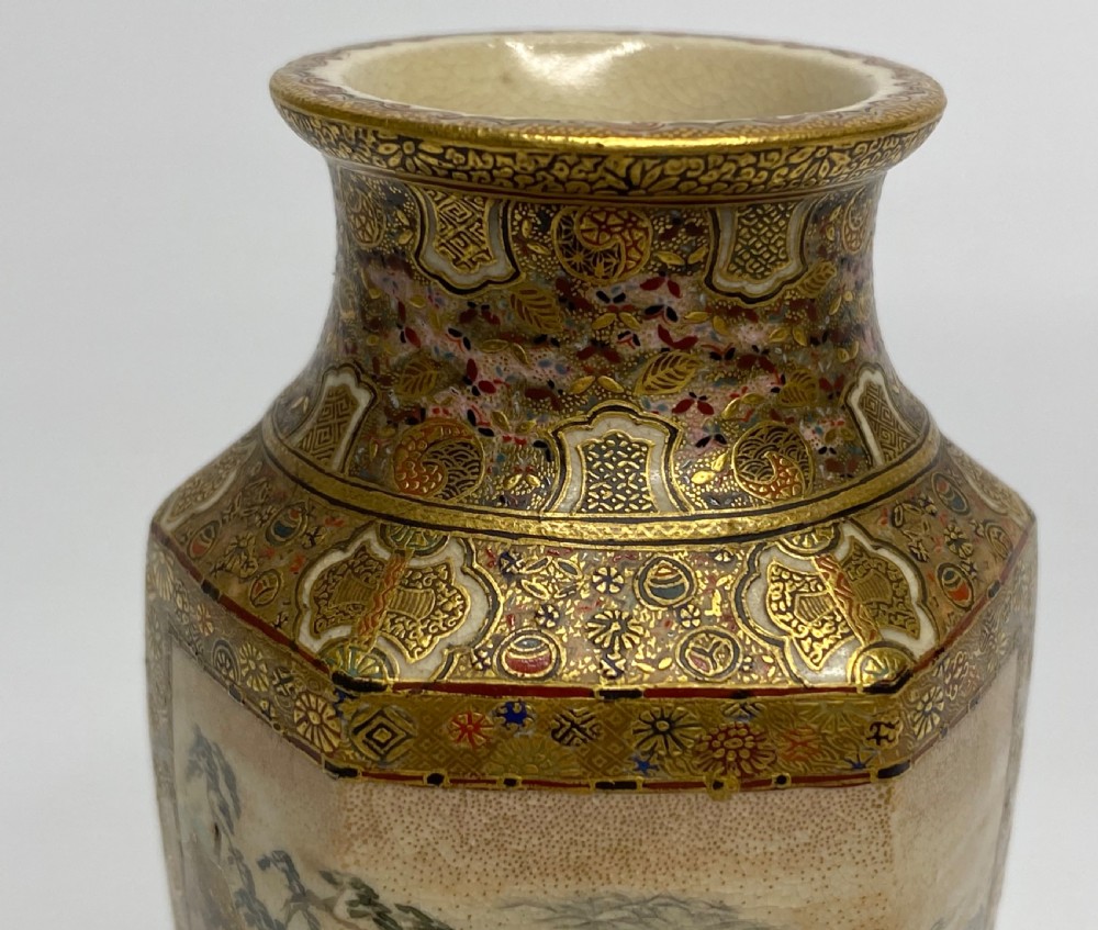 Satsuma pottery vase, signed Chikuzan, Meiji Period. View XII