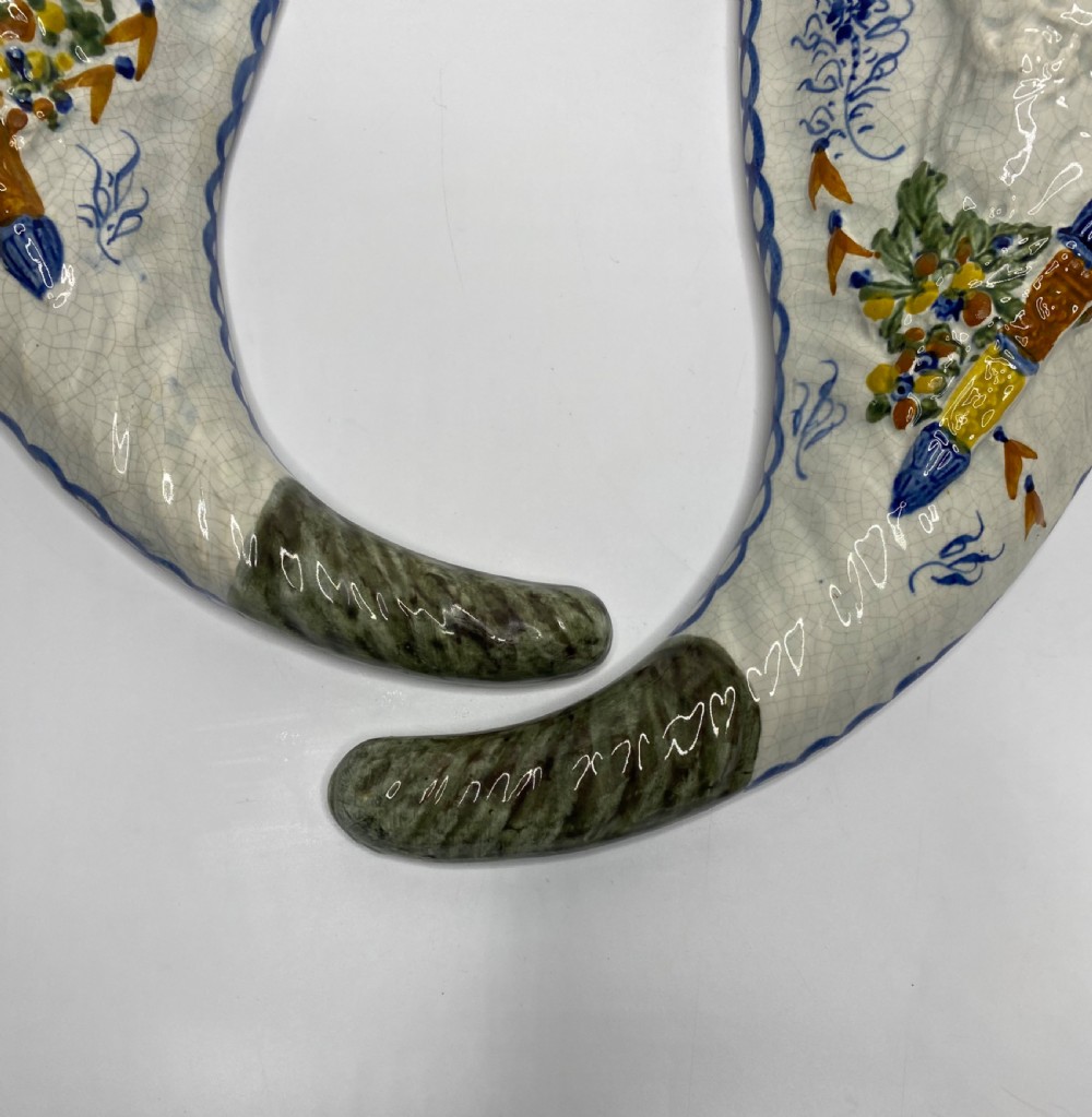 Pair Prestonpans, Prattware Cupid wall pockets, c. 1810. View IV