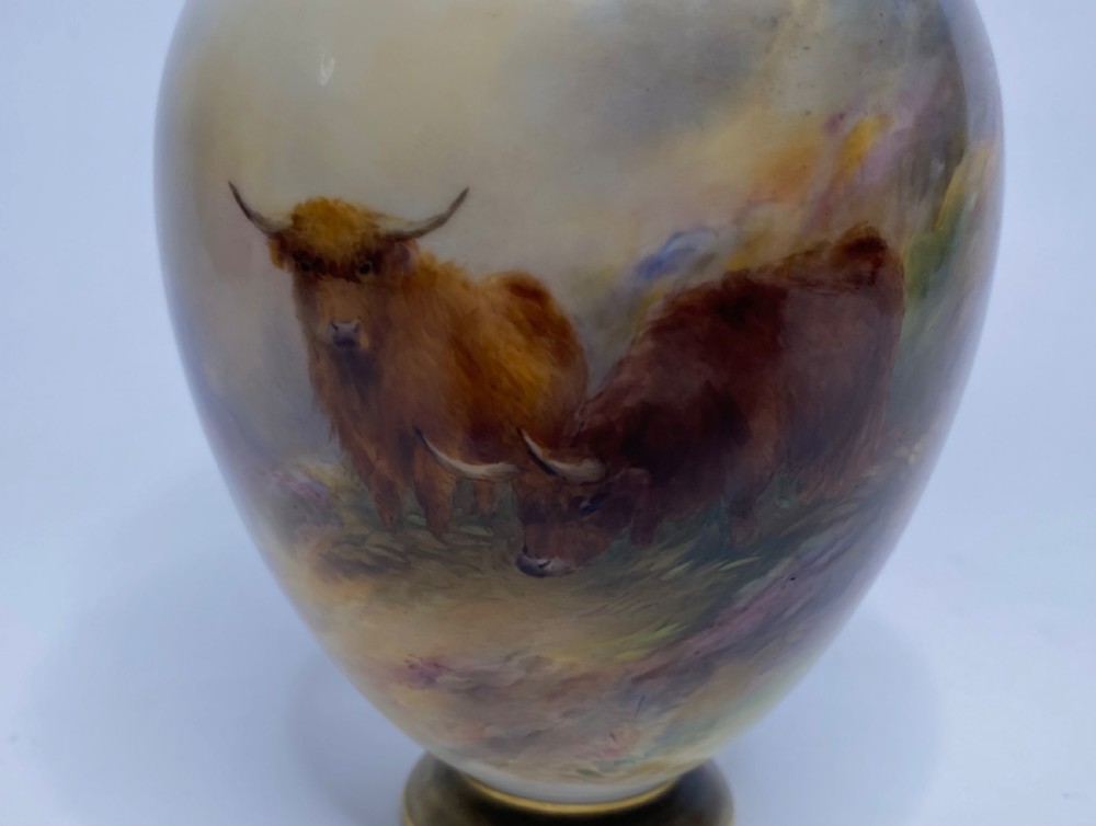 Royal Worcester vase, Highland Cattle, Harry Stinton, d. 1905. View VIII