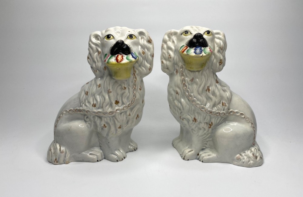 Rare pair Staffordshire Little Lion Dogs, c. 1860.