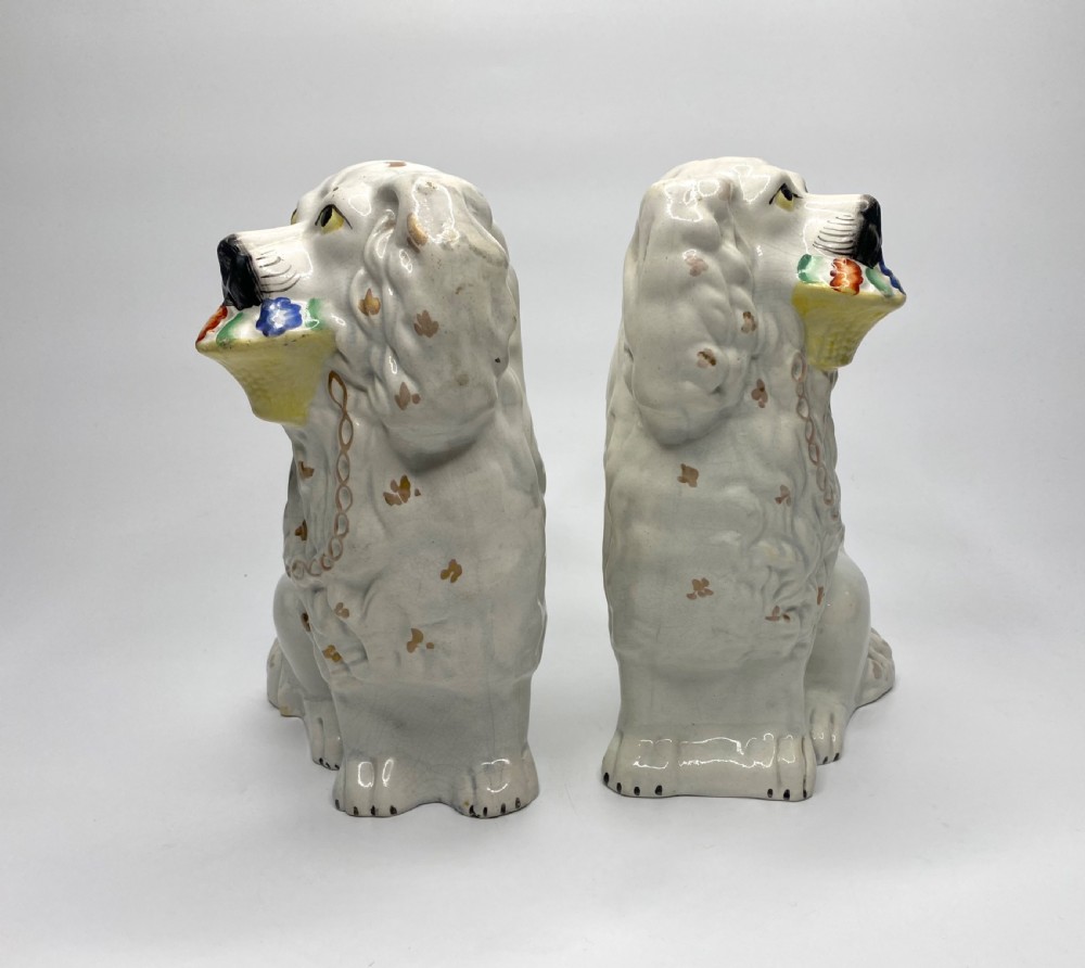 Rare pair Staffordshire Little Lion Dogs, c. 1860. View II