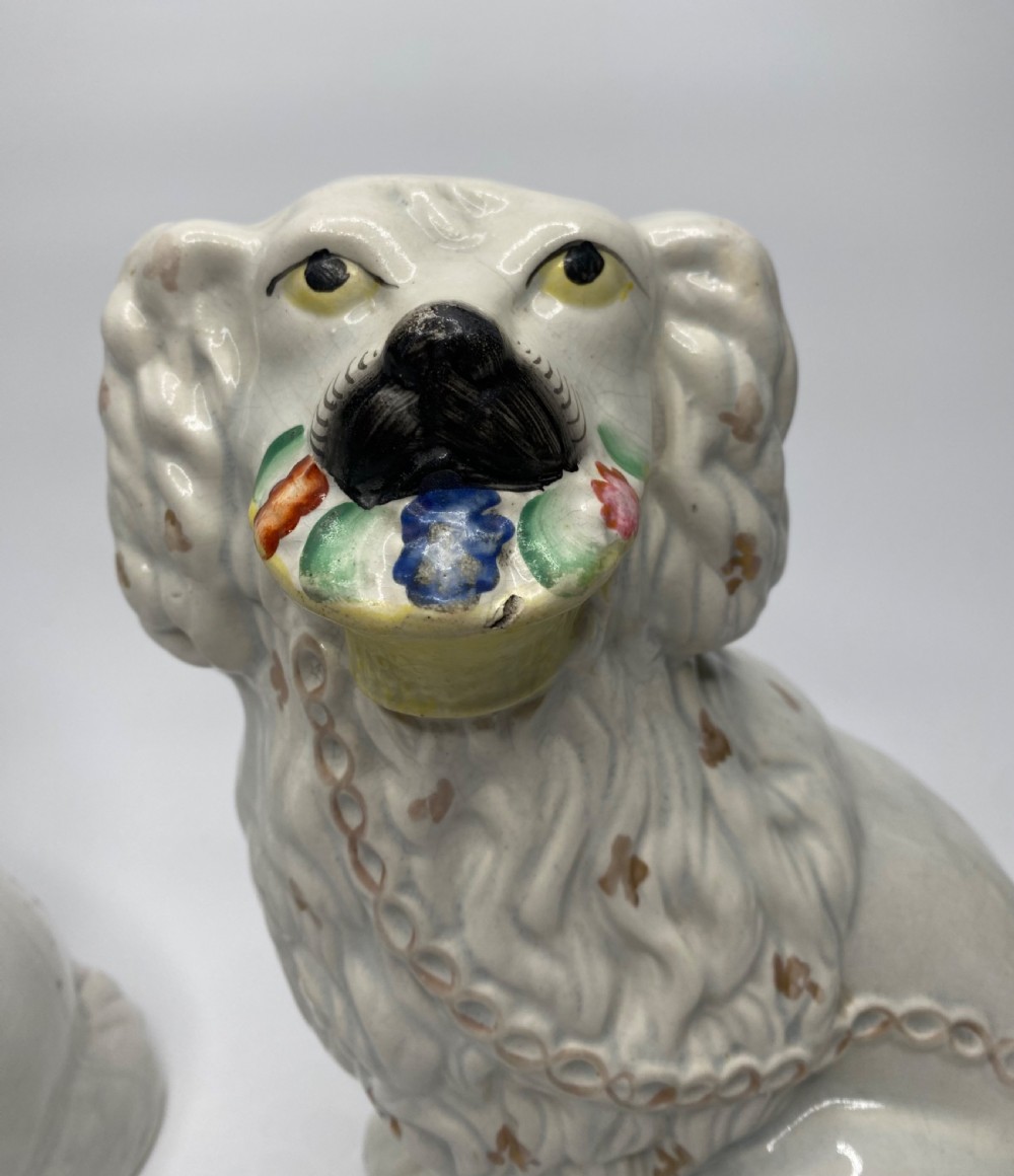 Rare pair Staffordshire Little Lion Dogs, c. 1860. View IV
