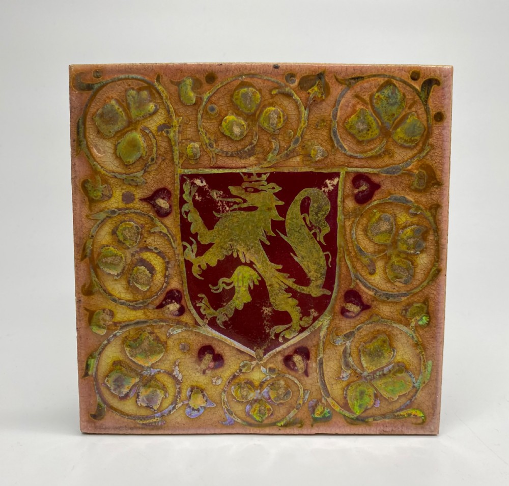 Pilkington Lancastrian Heraldic lustre tile, c. 1910.