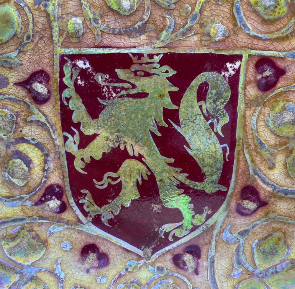 Pilkington Lancastrian Heraldic lustre tile, c. 1910. View II