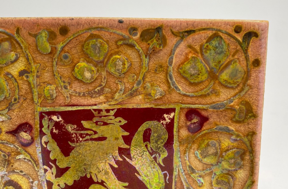 Pilkington Lancastrian Heraldic lustre tile, c. 1910. View III