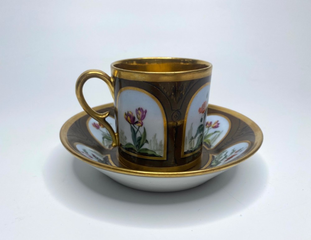 Paris porcelain coffee can & saucer, c. 1810. View VI