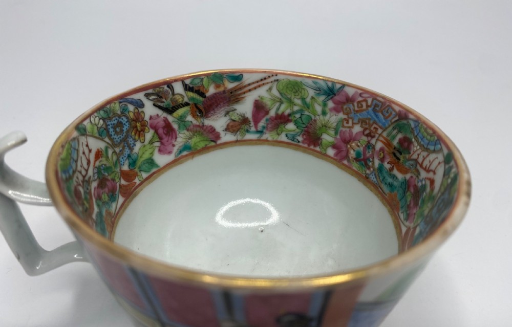 Chinese Canton porcelain cup & saucer, c. 1850. Qing dynasty. View X