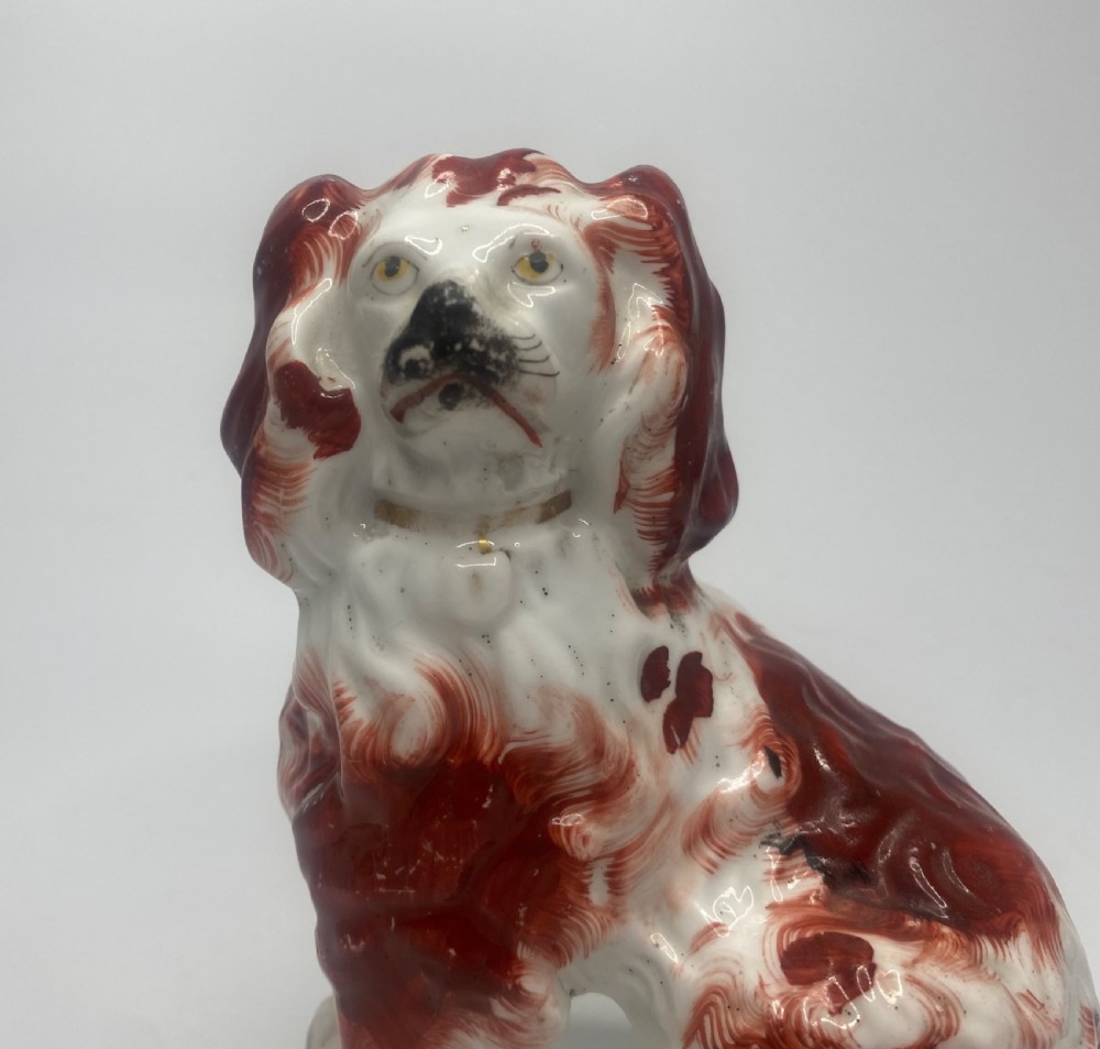 Pair Staffordshire porcellaneous Spaniels, c. 1840. View VII