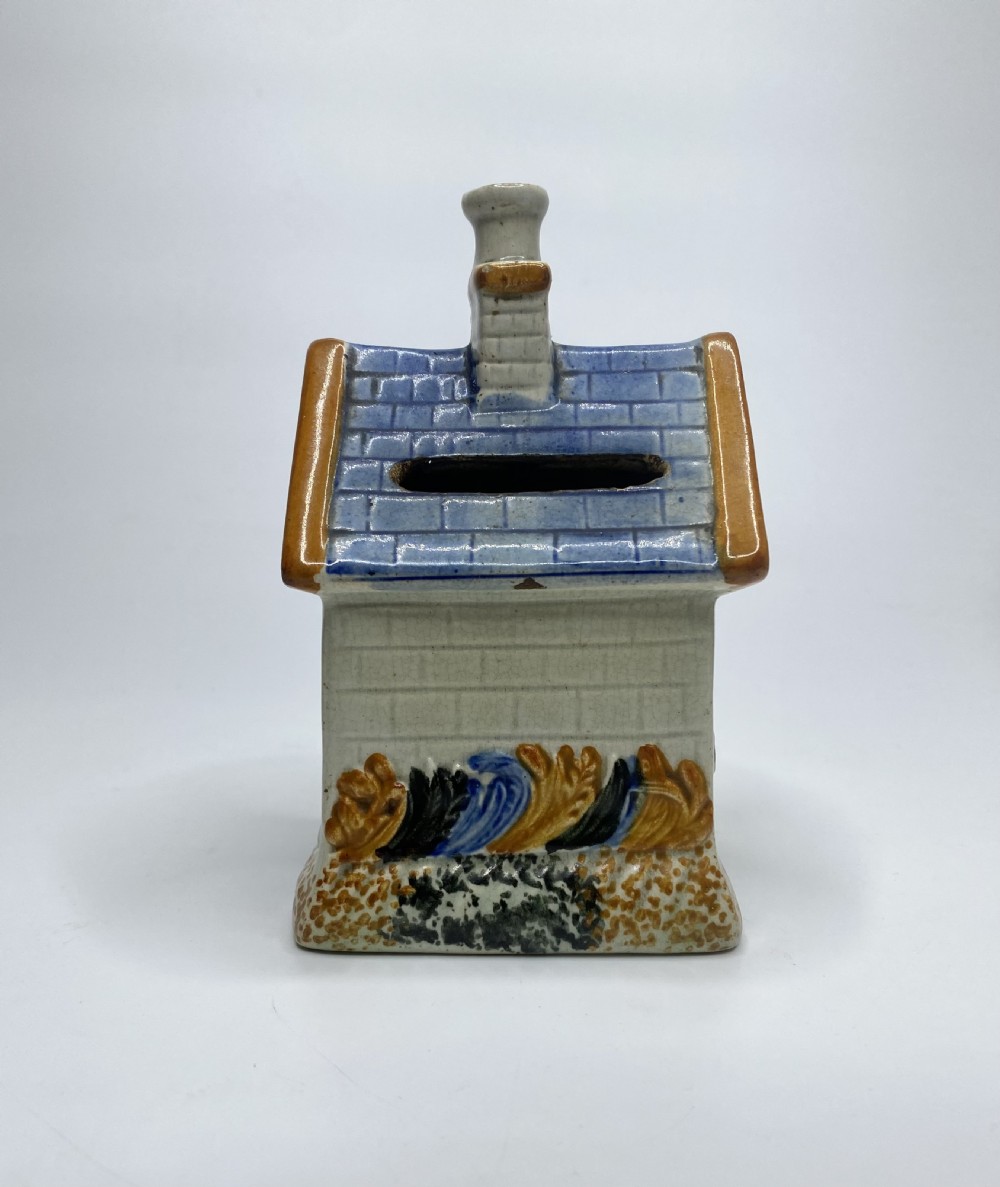 Prattware cottage money box, Yorkshire Potteries, c. 1830. View III