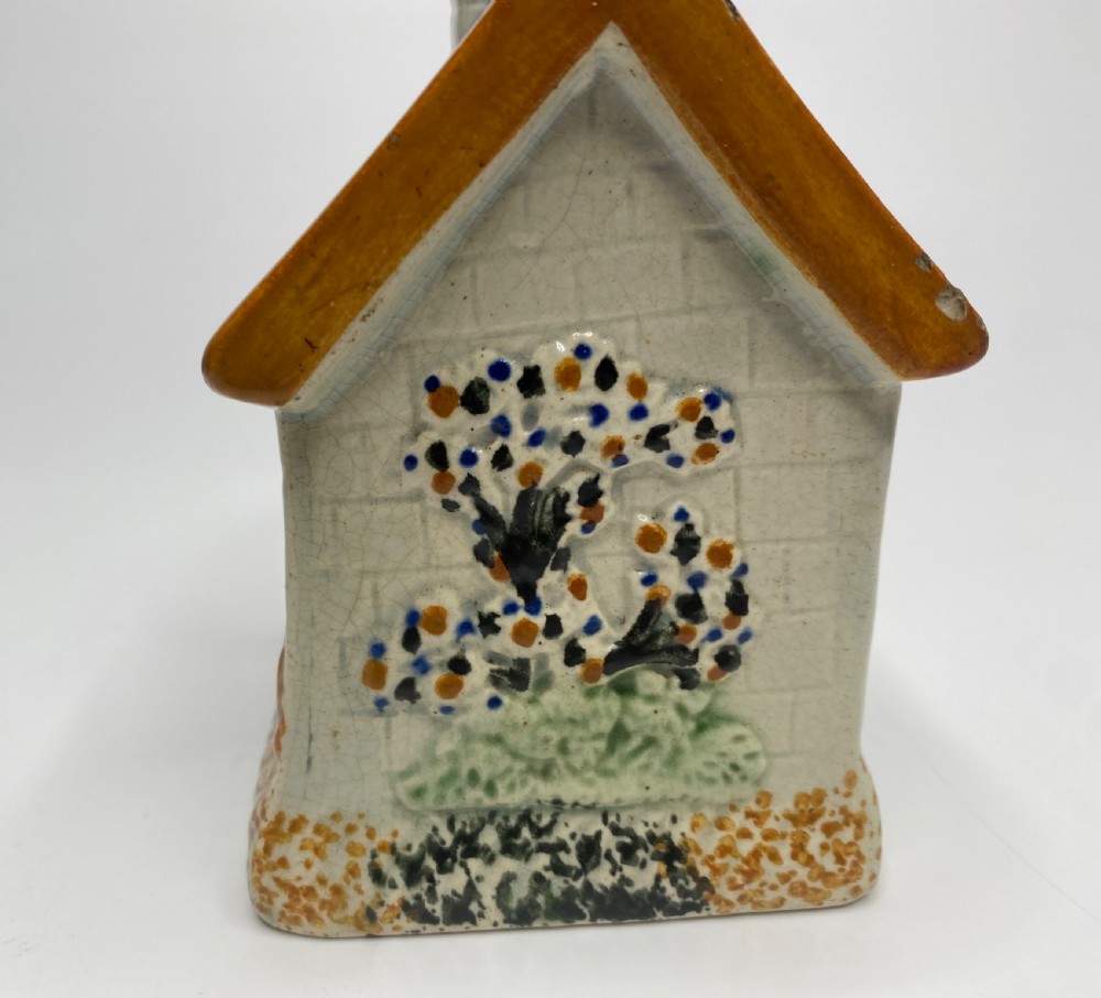 Prattware cottage money box, Yorkshire Potteries, c. 1830. View X