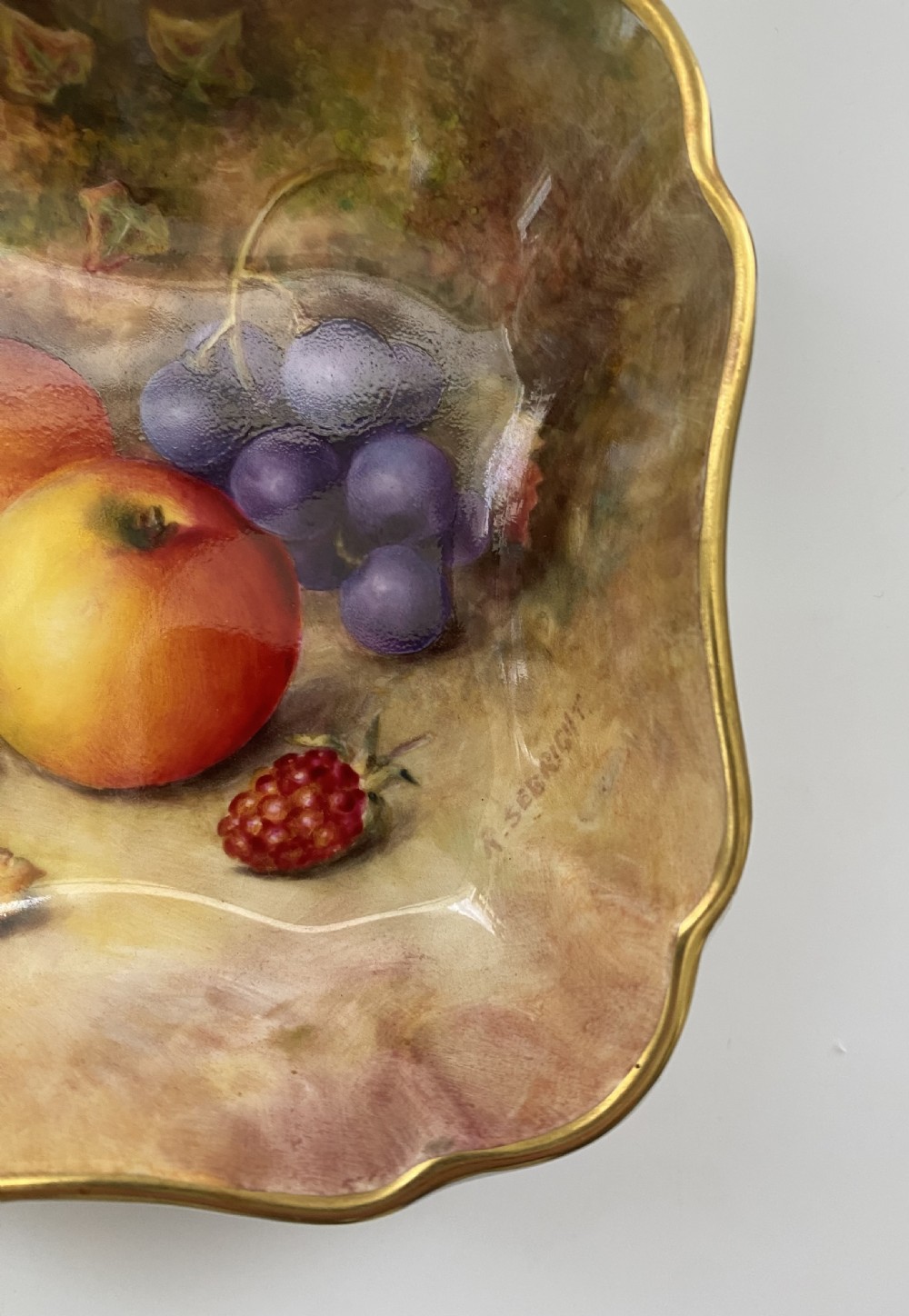 Royal Worcester Fruit dish, Richard Sebright, d. 1941. View II